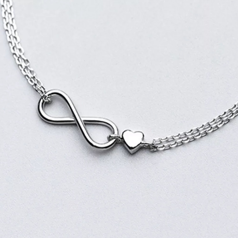 NEW DOUBLE LAYER 925 STERLING SILVER BRACELET, NICE BRACELET, CUTE BRACELET - Picture 3 of 4
